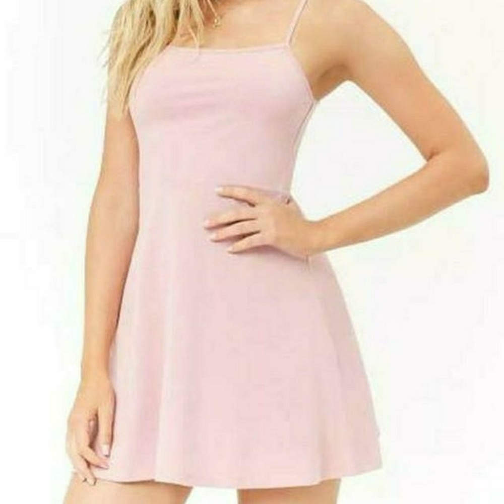 Pink cami fit & flare mini dress